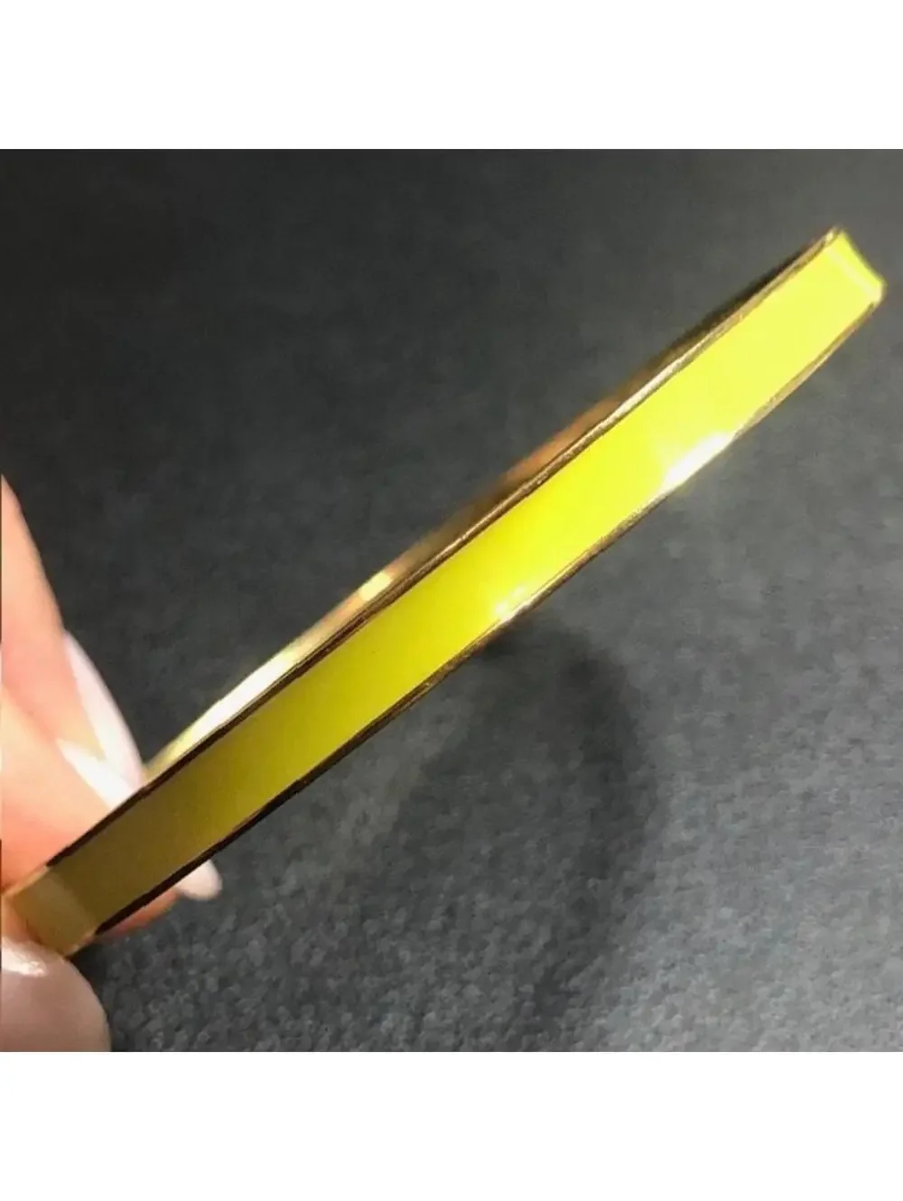 B2988 Kate Spade Bangle Bracelet Yellow Enamel Gold Tone 'So Far, So Good' - Picture 1 of 4
